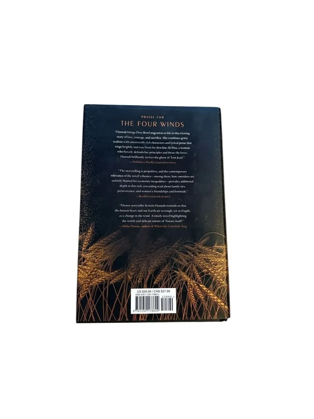 The Four Winds Novel by Kristen Hannah Hardcover Book